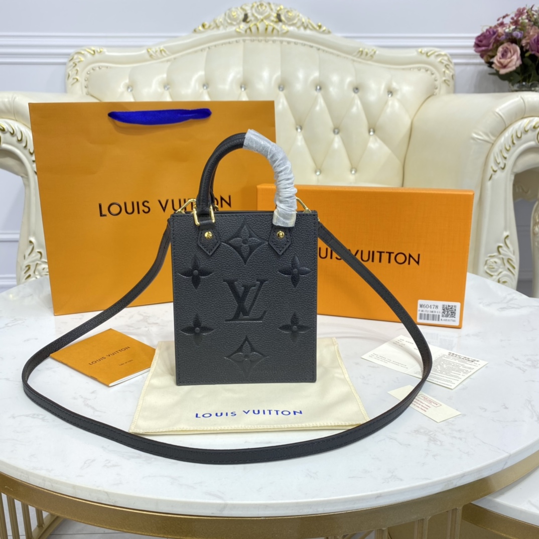 Louis Vuitton PETIT SAC PLAT Handbag Monogram Empreinte M80478 Black